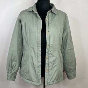 Woolrich Sage Green Fleece Lined Button Front Shacket Size Small